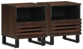 Comodini 2pz 40x34x46 Cm İn Legno Massello Di Mango /
