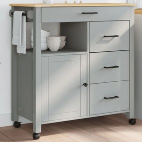 Carrello Da Cucina Monza 84x40x90 Cm İn Legno Massello Di Pino /
