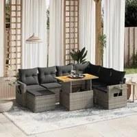 Set Divano da Giardino 8 pz con Cuscini Grigio in Polyrattan 3275720