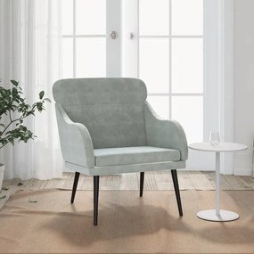 Poltrona Grigio Chiaro 63x76x80 Cm Velluto /
