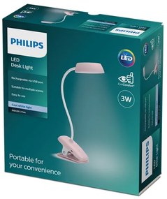 Philips - Lampada LED dimmerabile con clip DONUTCLIP LED/3W/5V 1200 mAh rosa