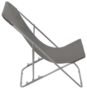 Sedia da spiaggia pieghevole 2 pz acciaio tessuto oxford grigio