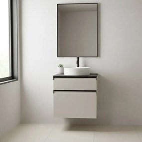 Mobile da bagno sospeso sotto lavabo L 59.5 x H 60 x P 45.5 cm beige opaco, 2 cassetti Fusion
