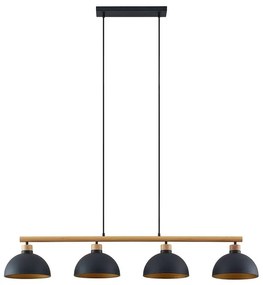 Lindby - Tirzana 4 Lampada a Sospensione Black/Light Wood Lindby