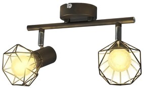 Faretto Industriale Nero Con 2 Lampadine A Incandescenza A Led /