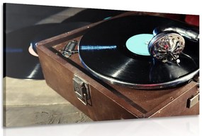Stampa su tela – Giradischi con disco in vinile