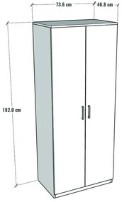 Armadio Guardaroba 74x45x182 Con Barra Appendiabiti Brando Bianco