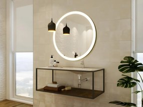 Specchio per bagno luminoso tondo con LED D. 80 cm Nero - NUMEA
