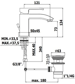 Paffoni Level Les075st Miscelatore Lavabo Leva Standard Con Piletta e scarico automatico Steel Acciaio