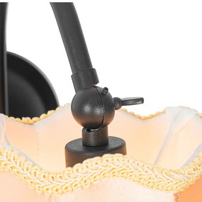 Applique da parete classica nera con paralume dorato - Nona