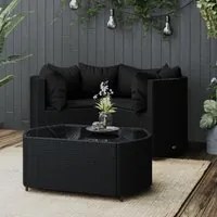 Set Divani da Giardino 4 pz con Cuscini Nero in Polyrattan 319792