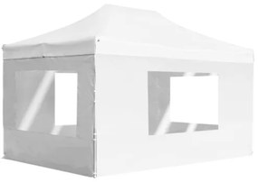 Gazebo Professionale Pieghevole in Alluminio Pareti 4,5x3m Bianco