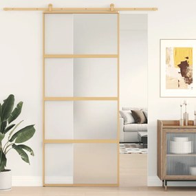 Porta Scorrevole Dorata 90x205 Vetro Smerigliato Esg Alluminio /