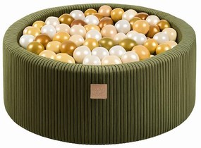 Piscina di palline color kaki in velluto a coste 90x90x30 cm Montessori – Meowbaby