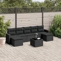 Set Divani da Giardino con Cuscini 8 pz Nero in Polyrattan 3251682