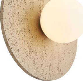 Lampada da parete Japandi in pietra naturale rotonda con vetro opale - Josie