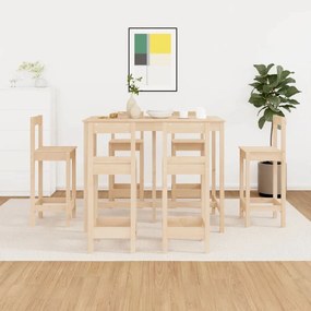 Set Da Bar 7 Pz İn Legno Massello Di Pino /