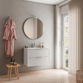 Mobile sottolavabo e lavabo Quadra per vasca centrale bianco in mdf L 80 x H 57 x P 46 cm 2 cassetti