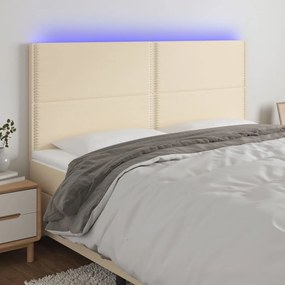 Testiera A Led Crema 160x5x118/128 Cm İn Tessuto /