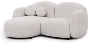 Divano angolare color crema (con penisola a sinistra/con chaise lounge) con rivestimento in bouclé Orbit – Ropez