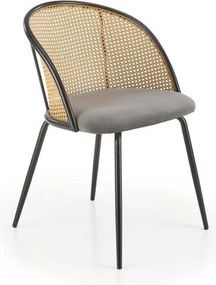 Sedia K508 rattan - grigio velluto