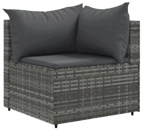 Set divani da giardino 8 pz con cuscini in polyrattan grigio