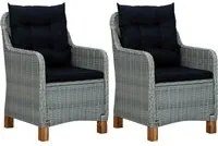 Sedie da Giardino con Cuscini 2 pz in Polyrattan Grigio Chiaro 313318