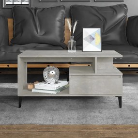 Tavolino Salotto Grigio Cemento 90x49x45 Cm Legno Multistrato /
