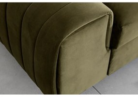 Divano color kaki allungabile e rivestimento in velluto 261 cm Laurence – ELTAP