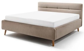Letto matrimoniale imbottito beige con contenitore con rete inclusa 160x200 cm Lotte – Meise Möbel