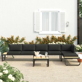 Set divano da giardino 4 pz ad angolo cuscini in alluminio wpc