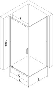 Mexen Exo-BR cabina doccia a battente 90 x 90 cm, trasparente, nera - 8181-090-090-70-00