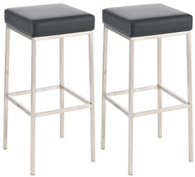 Set Di 2 Barhocker Montreal 85 İn Ecopelle: Eleganza E Qualità Per İl Tuo Spazio Bar! / Schwarz / Edelstahl