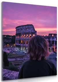 Quadro su tela – Donna con vista sul Colosseo