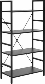 Libreria Loft R4 in metallo e laminato nero – 60x30x115 cm