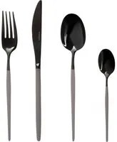 Set 24 posate taupe e nero Luxy acciaio inox