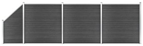 Set Pannelli di Recinzione in WPC 619x(105-186) cm Nero