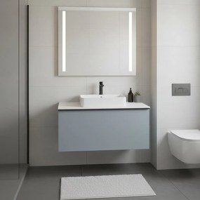 Mobile da bagno sospeso sotto lavabo Pixel plain 1 cassetto L 80 x H 40 x P 45.5 cm blu indaco e maniglia alluminio nero opaco