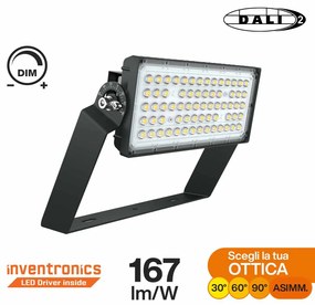 Faro Modulare LED 200W IP66, 167lm/W, Dimmerabile DALI - INVENTRONICS Colore Bianco Freddo 5.000K, Scegli l'angolo di illuminazione 60°