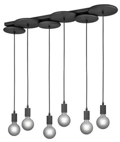 Trio - Lampadario su corda DISCUS 6xE27/28W/230V nero