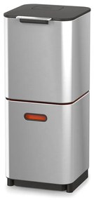 Bidone in acciaio per rifiuti differenziati in argento 40 l Totem Compact - Joseph Joseph