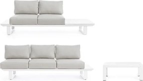Salotto Angolare Da Esterno In Alluminio Con Cuscini E Tavolino Konnor Bianco Bizzotto