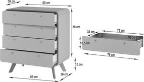 Cassettiera bianca effetto rovere 80x88 cm Caitlin - Støraa