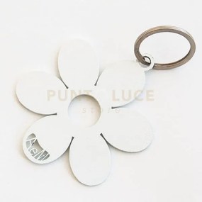 Portachiavi di design fiorellino bianco