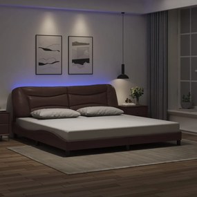 Giroletto Con Luci Led Marrone 200x200 Cm İn Similpelle /