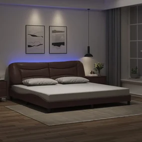Giroletto Con Luci Led Marrone 200x200 Cm İn Similpelle /