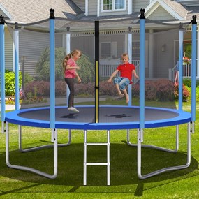 Costway Tappeto elastico da esterno 366 cm per bambini e adulti, Tappeto elastico con rete di sicurezza per saltare