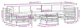 Set Divani da Giardino 8pz con Cuscini in Legno Massello Bianco