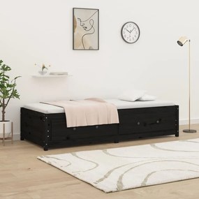 Dormeuse nera 75x190cm 2ft6 small single legno massello di pino