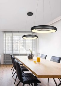Lampadario nero opaco a LED dimmerabile con paralume in metallo ø 62 cm Cardona - Trio